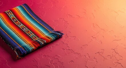 Mexican party A vibrant and colorful woven textile with intricate patterns and designs