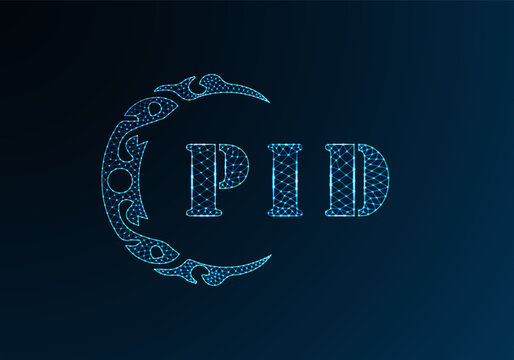 Low poly letter logo PID design. PID letter logo low poly vector design on blue color gradient background. PID logo low poly design