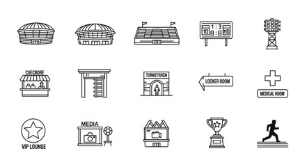 Collection of Sports and Recreation Icons in Doodle Style.
