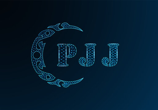 Low poly letter logo PJJ design. PJJ letter logo low poly vector design on blue color gradient background. PJJ logo low poly design