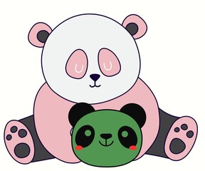 Fototapeta premium Cute Panda Icon Vector – Minimal Panda Bear Face, Cartoon Animal Logo Illustration