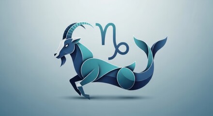 Fototapeta premium A stylized, abstract representation of a goat with the astrological sign 'Capricorn' in the background.