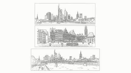 Fototapeta premium Frankfurt Cityscape Sketches Iconic Landmarks and Views