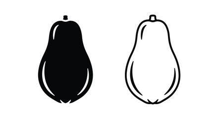 Two papaya illustrations one dark and one light a striking silhouette © Abir