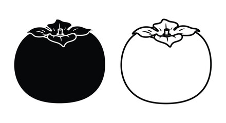 Two persimmons displayed one dark and one light as a silhouette © Abir