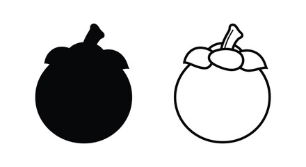 Two mangosteen fruits one solid and one outlined a striking silhouette © Abir