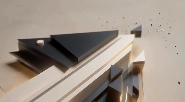 Abstract Geometric Composition: A dynamic arrangement of geometric forms, showcasing the interplay of light and shadow, and the intricate design of the structure. 
