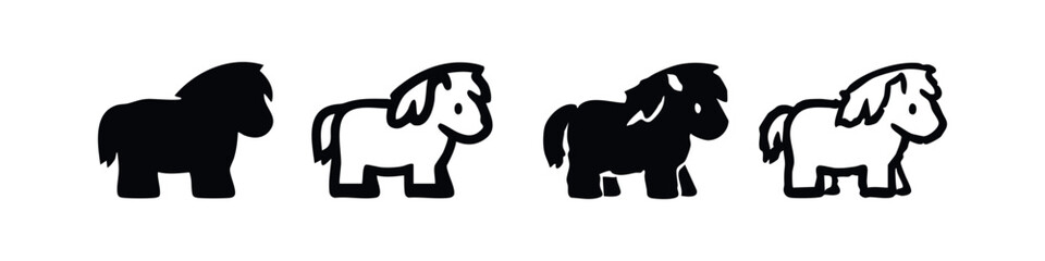 Obraz premium Stylized Black and White Horse Icons