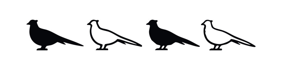 Fototapeta premium Minimalist Pigeon and Dove Silhouettes Set, Vector Icons