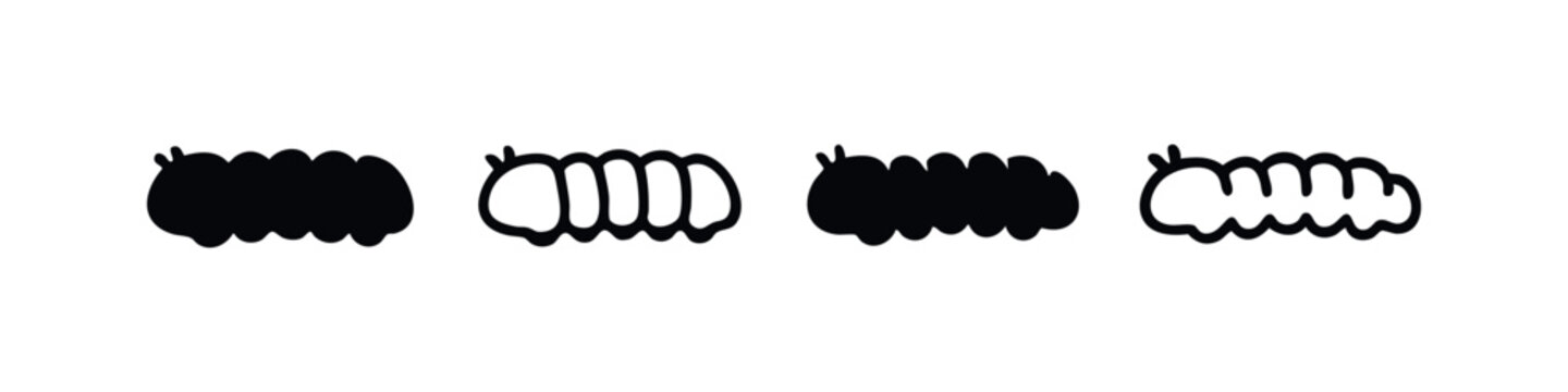 Cute Hand-Drawn Worm and Caterpillar Vector Icon Set