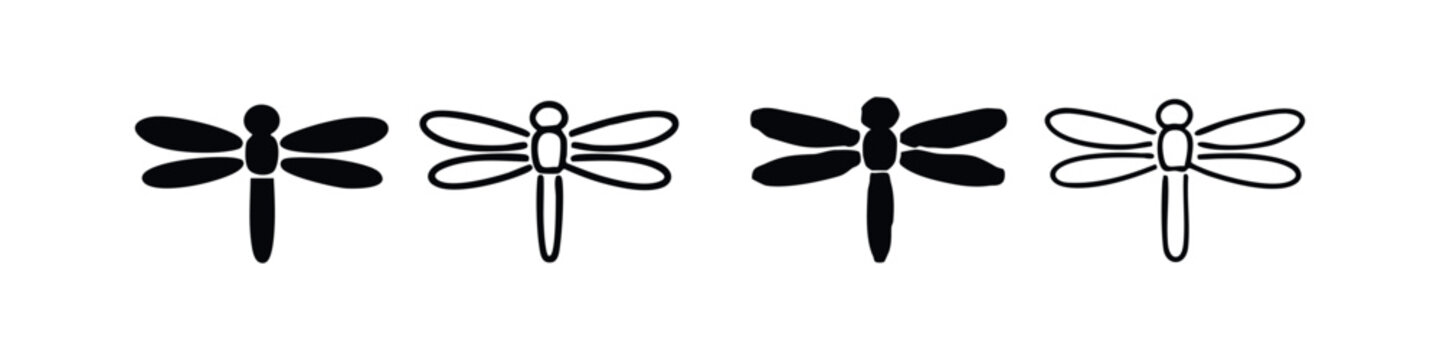Dragonfly Vector Icons Collection. Minimalist Insect Silhouettes and Outline Styles.