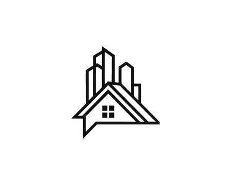 House cityscape abstract outline symbol vector logo