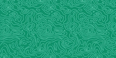 Rolgordijnen Landschap patronen Green topographic contour lines abstract seamless pattern  © Muhollis