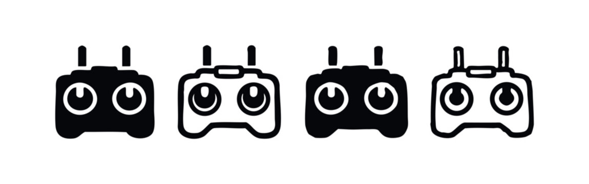 Hand Drawn Drone Remote Control Icon Set with Eyes