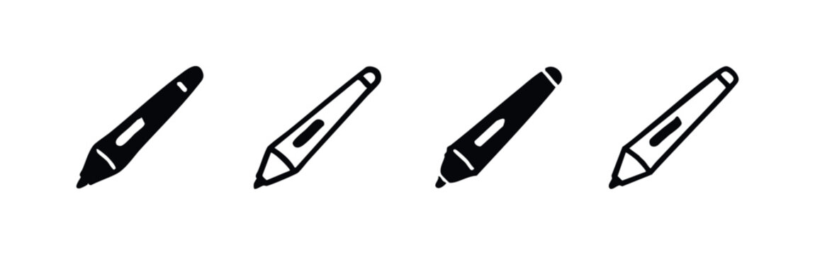 Hand Drawn Pen and Digital Stylus Icon Set