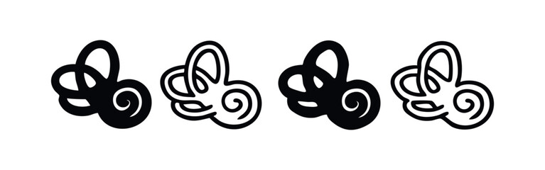 Inner Ear Labyrinth Anatomy Icons Set. Human Auditory System and Balance Organ Vector Symbols. © liubomir118809