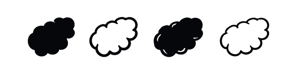 Obraz premium Abstract Smoke, Steam, or Cloud Puff Black Vector Icons Set