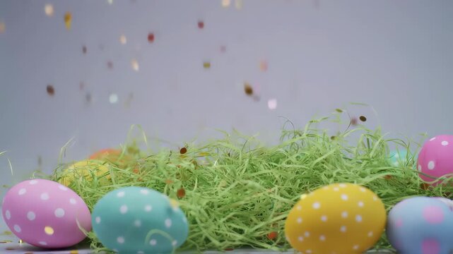 easter eggs on grass