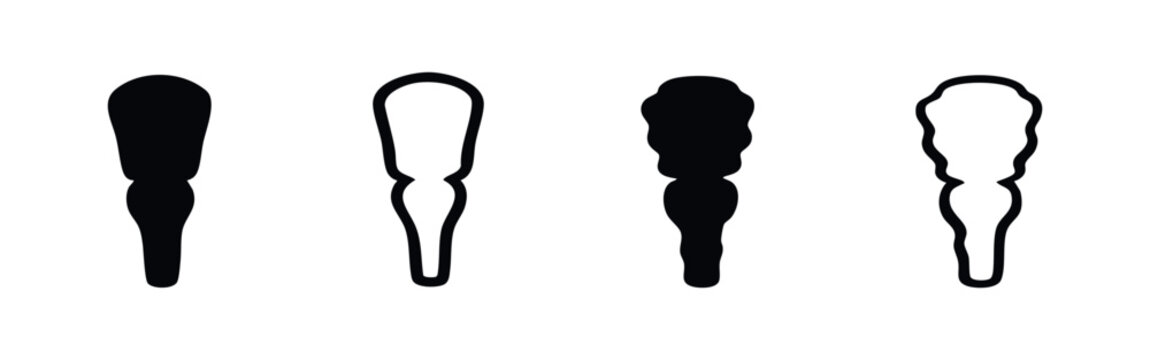 Human brainstem or medulla oblongata vector icons set. Central nervous system anatomy on white background.