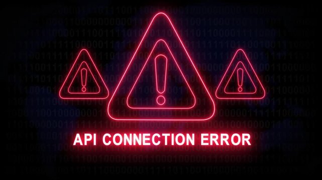 API connection error alert warning. Cybersecurity defense and secure digital systems protection against cyberattacks. urgent threat notification 4k safety black background animation