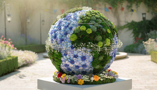 Earth shaped flower arrangement 