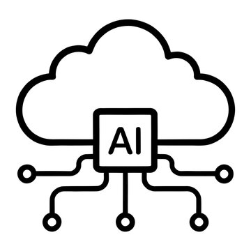 Vector of a cloud symbol with ai integrated into the design