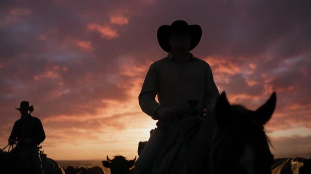 Cowboys on Horseback Managing the Herd