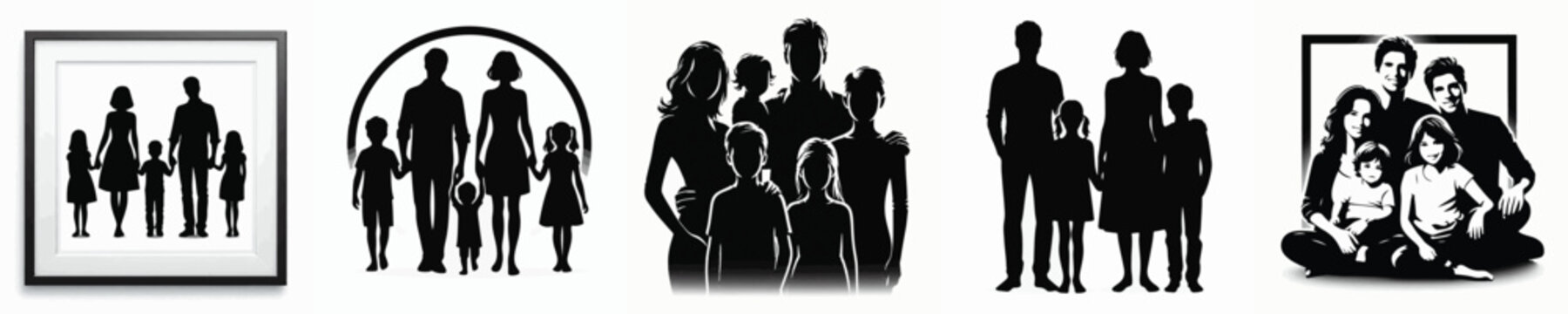 Vector silhouette of family