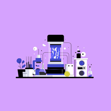 Modern Hydrogen Fuel Cell Stack with Glowing Blue Energy Flow