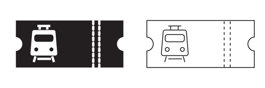 Train Ticket Icon . Minimal train ticket illustration with locomotive icon representing railway travel, transportation pass, booking, and public transit journey concept.