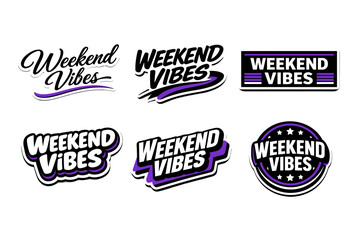 Fototapeta premium Weekend vibes stylish typography sticker design
