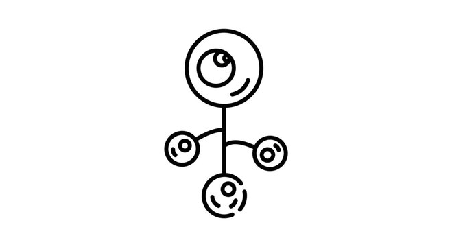 Abstract alien plant with multiple eyes, minimalist line art