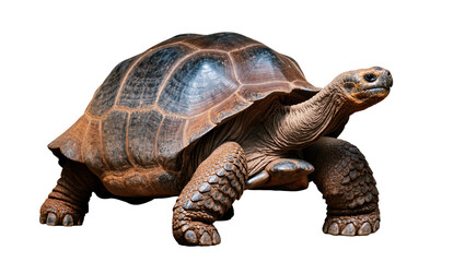 Obraz premium Isolated Giant Tortoise, majestic slow-moving reptile, ancient animal walking with shell.