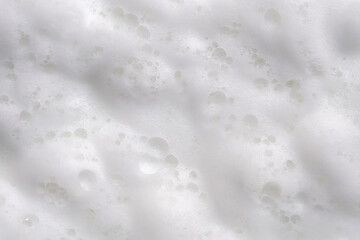 Closeup abstract white soap foam bubbles texture background