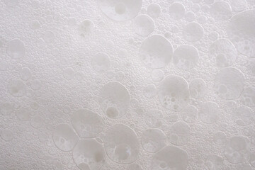 Closeup abstract white soap foam bubbles texture background