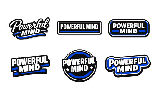 Powerful mind strong motivational message. empowering typography sticker design.
