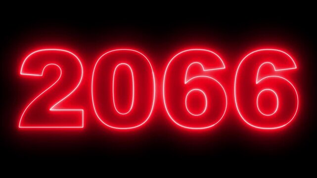 2066 neon line text. Abstract 2066 neon text animation, Concept of new year beginning, happy celebration, festival, new life, growth of business, investment, finance, innovation. 4k animation
