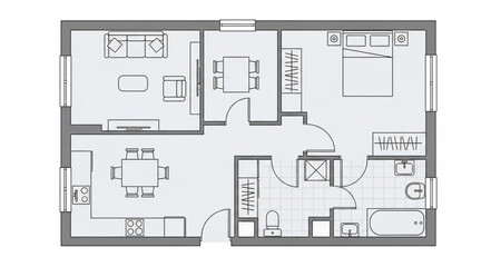 Detailed Floor Plan Illustration for Residential Home Design.