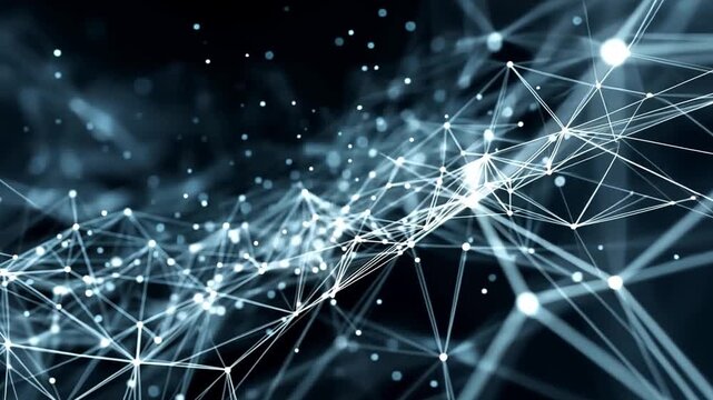 Abstract digital network with luminous connections and nodes
