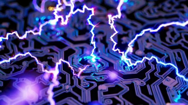 Digital System Power And Flow. Visual Representation Of Electronic Energy Transfer Processes. Illustration Showcasing Complex Digital Circuitry With Vibrant Electrical Currents And Power Pathways