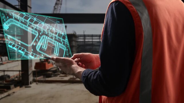 Construction Supervisor Utilizes Holographic Systems For Detailed Project Design And Quality Assessment