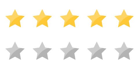 Fototapeta premium Five Yellow and Grey Star Rating Icons with Gradient Effect for Product Reviews