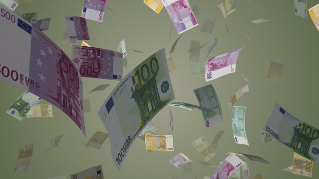 Flying Euro Currency Notes in Air Financial Concept