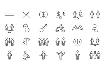 Human Rights and Inclusive Community Minimalist Icon Bundle