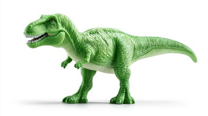Obraz premium Green Tyrannosaurus Rex toy isolated on a white background