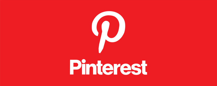 Pinterest Official Logo and Wordmark Vector on Red Background for Social Media Branding
