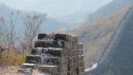 The great wall view located in the Jinshan hills near the Peking in China
