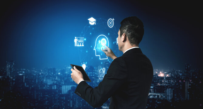 Concept of education and continuous learning. A network of e-learning resources for training, acquiring knowledge, and developing new skills for personal and professional growth. Fermion