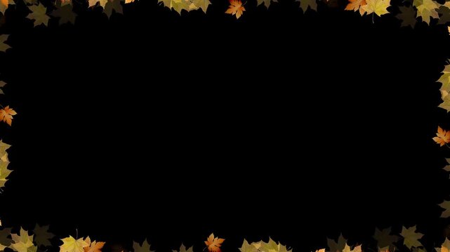Animated autumn leaves forming a decorative frame border with gentle falling motion