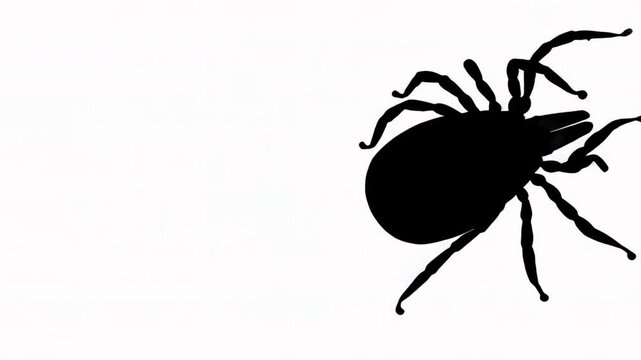 Silhouette of a Tick Moving on a White Background